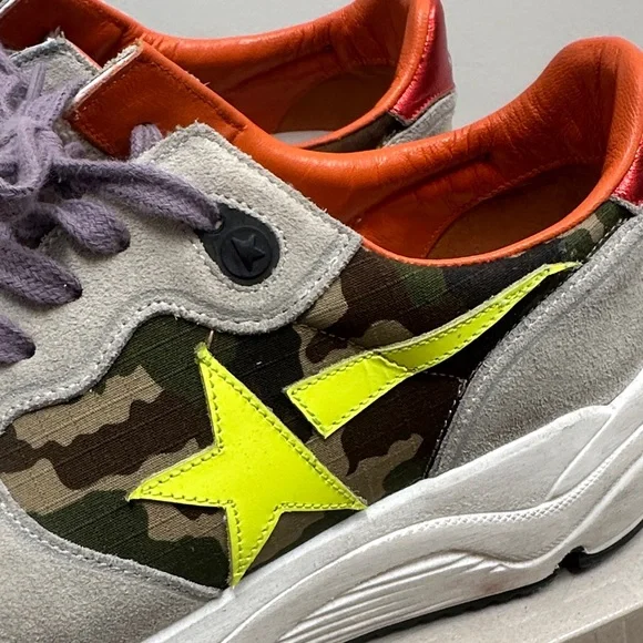 Golden Goose Camouflage Athletic Shoes - Gray, Yellow, Orange - Picture 3 of 8
